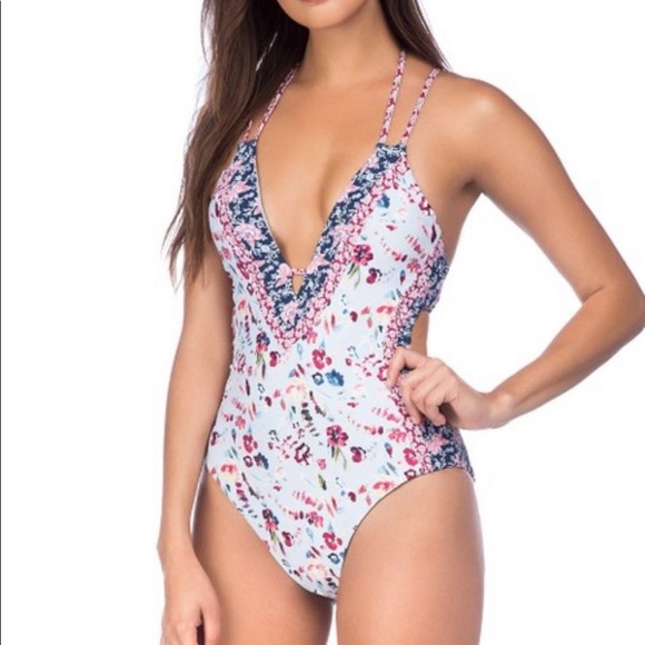 Lucky Brand Other - Lucky Brand Floral Plunge One Piece Size Medium